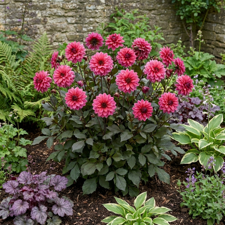 1 Dahlia Maggiore Deep Rose Live Plant, Summer Flowering Garden Ready, 3 Litre Root Ball - Frankton's
