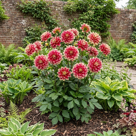 1 Dahlia Maggiore Fun Rose Bicolour Plant, Pink Summer Flowering, Outdoor Garden Ready, 3 Litre Root Ball - Frankton's