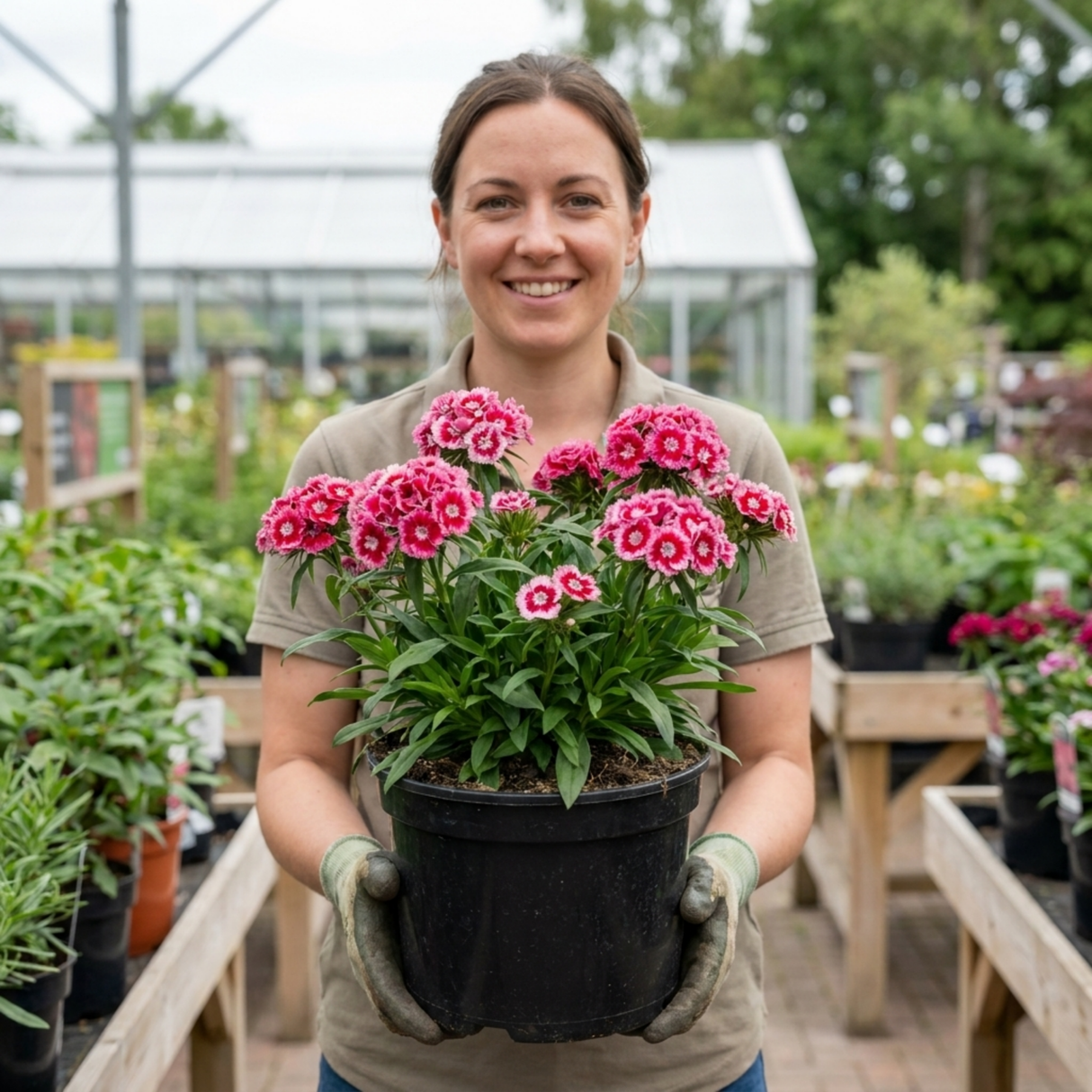 1 Dianthus Cherry Daiquiri Plant, Fragrant Hardy Summer Bedding Perennial, Outdoor Garden Ready, 5L Root Ball - Frankton's