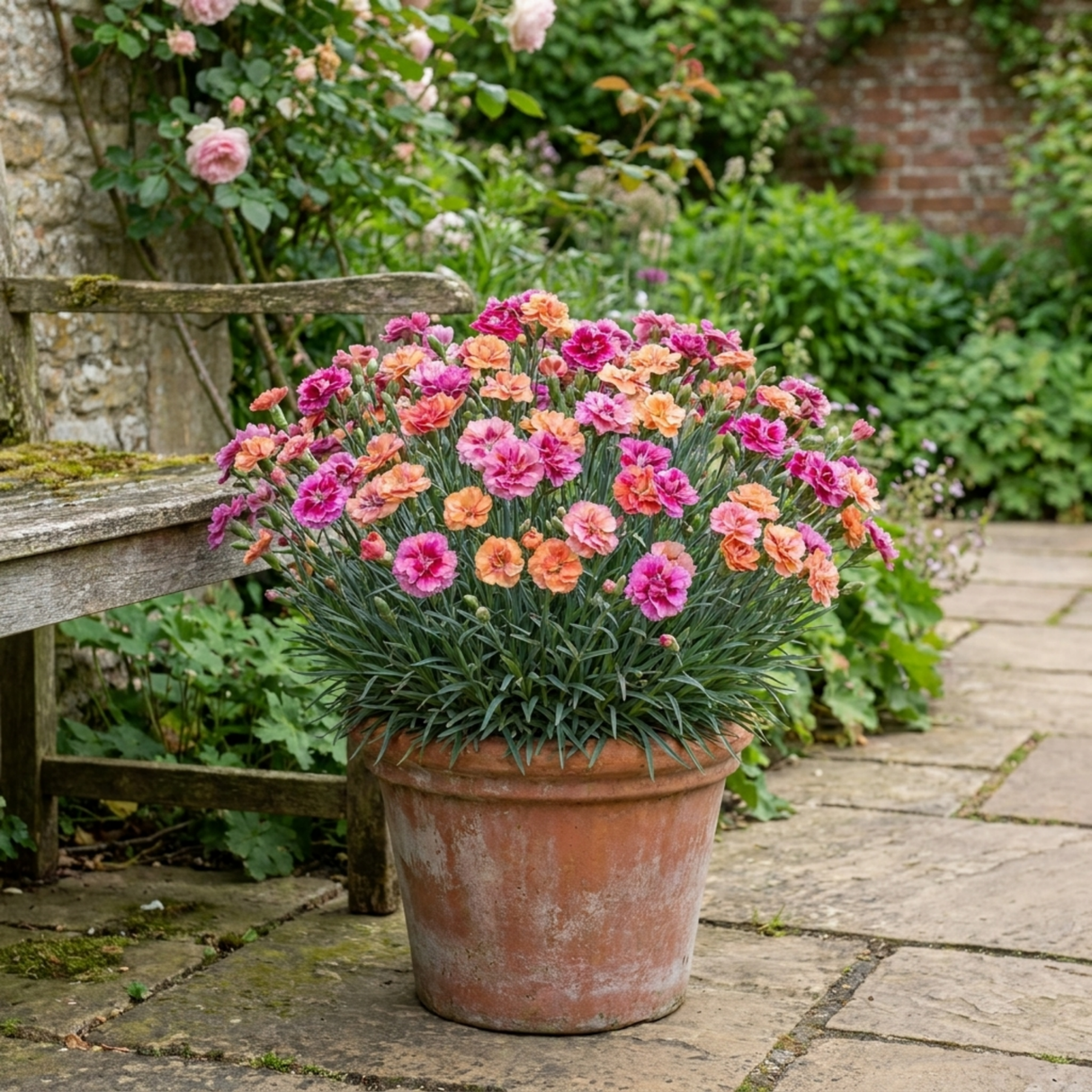 1 Dianthus Tequila Sunrise Plant, Fragrant Summer Flowering Perennial, Hardy Garden Ready, 5L Root Ball - Frankton's