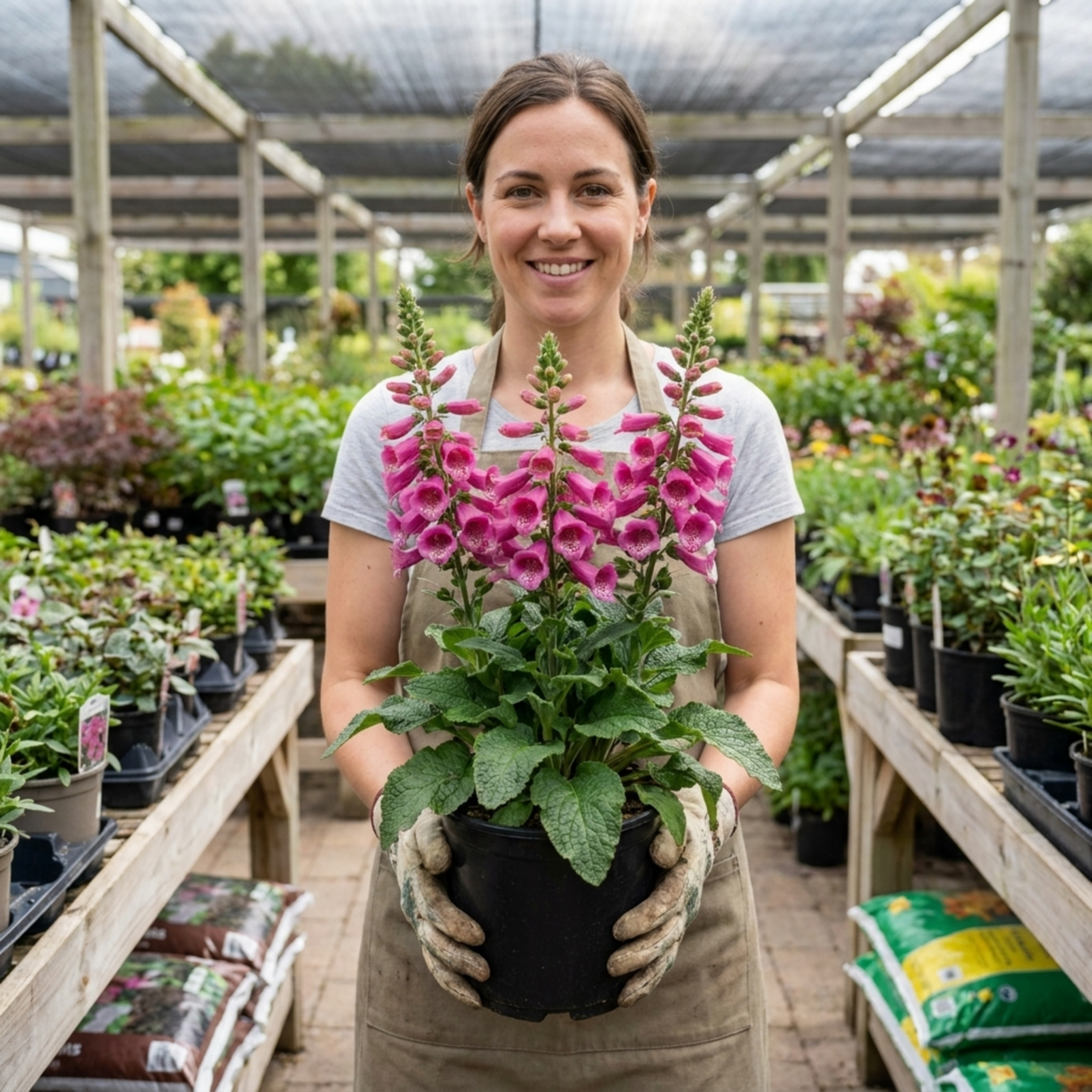 1 Digitalis Hanabee Deep Rose Foxglove Plant, Bee Friendly Hardy Perennial, 2 Litre Root Ball - Frankton's
