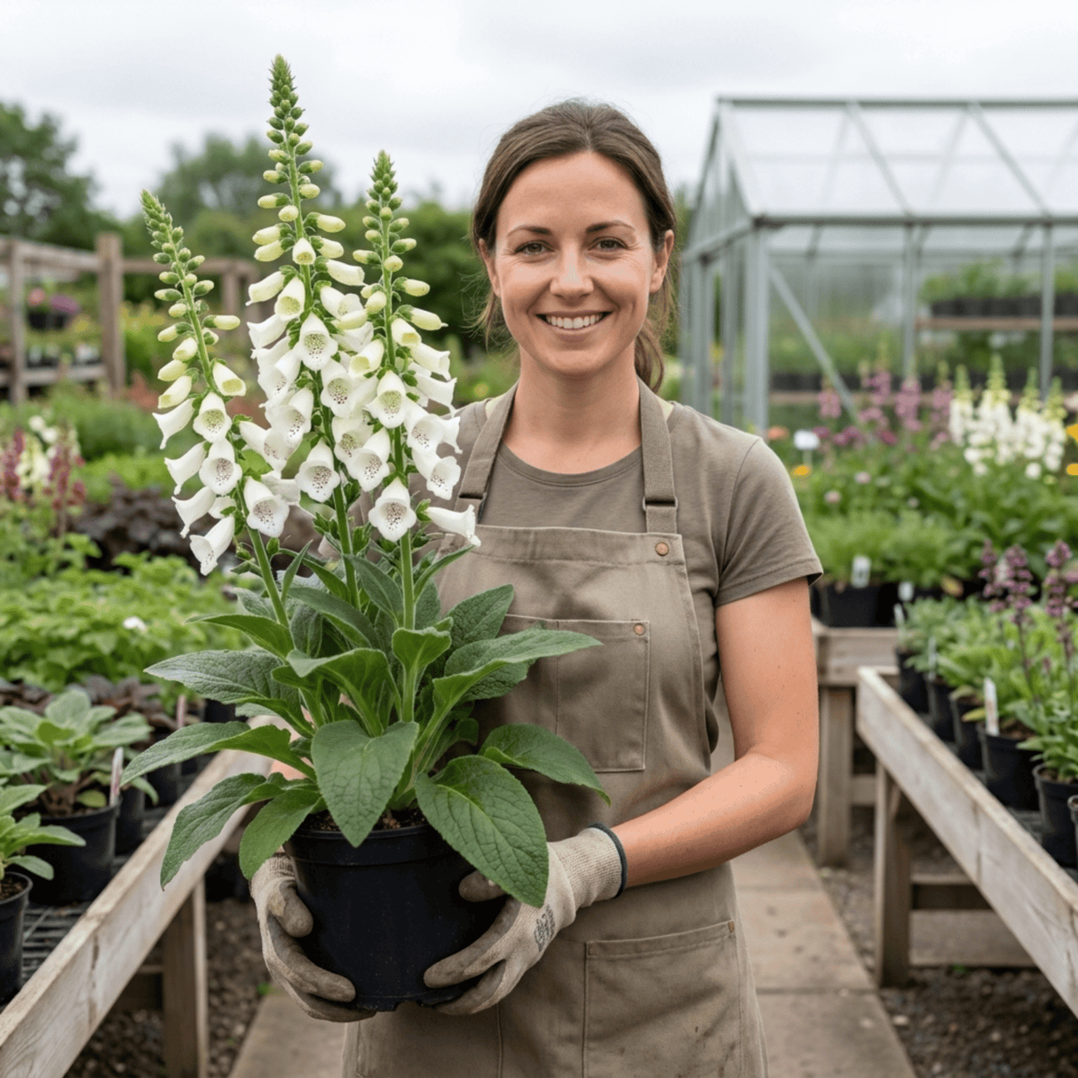 1 Digitalis Hanabee White Foxglove Plant, Hardy Bee Friendly Perennial, Summer Flowering, 2 Litre Root Ball - Frankton's