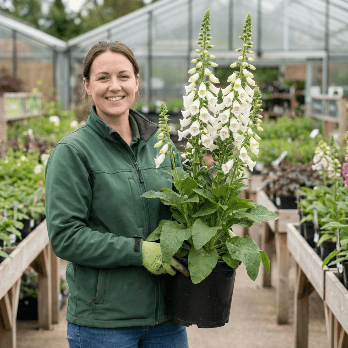 1 Digitalis Hanabee White Foxglove Plant, Hardy Perennial, Bee Friendly, 3 Litre Root Ball - Frankton's