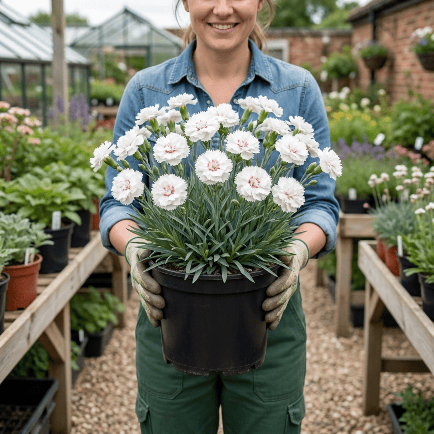 1 Fragrant Cottage Pink Dianthus Memories, Hardy Perennial Summer Flowering Garden Plant, 5L Root Ball - Frankton's