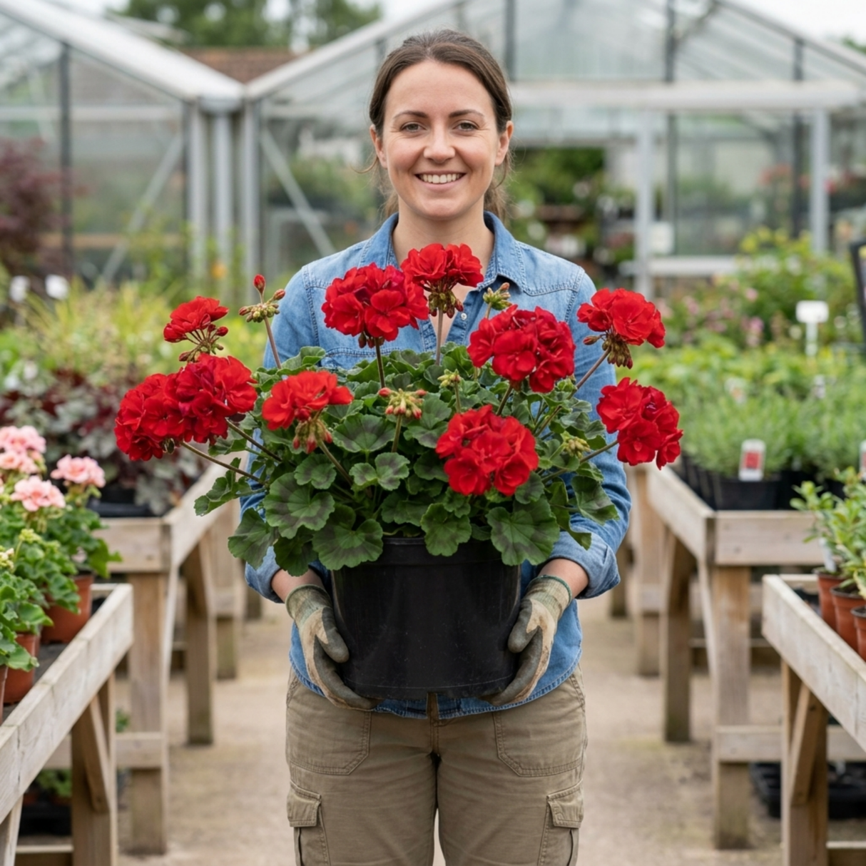 1 Geranium Calliope M Scarlet Red Plant, Large Flowering Summer Garden Ready, 5 Litre Root-Ball - Frankton's