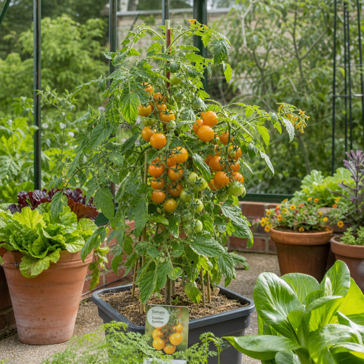 1 Golden Sunrise Tomato Plant, Live Heirloom Yellow Tomato, Outdoor Garden Ready, 2 Litre Root Ball - Frankton's