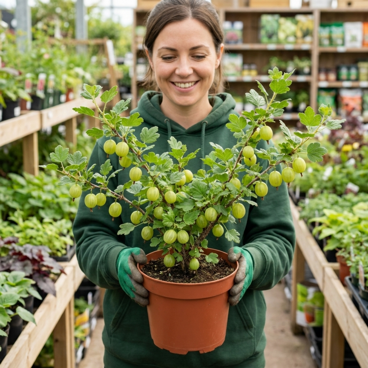1 Gooseberry Invicta Bush, Hardy Self Fertile Fruit Plant, Easy Grow Disease Resistant, 2 Litre Root Ball - Frankton's