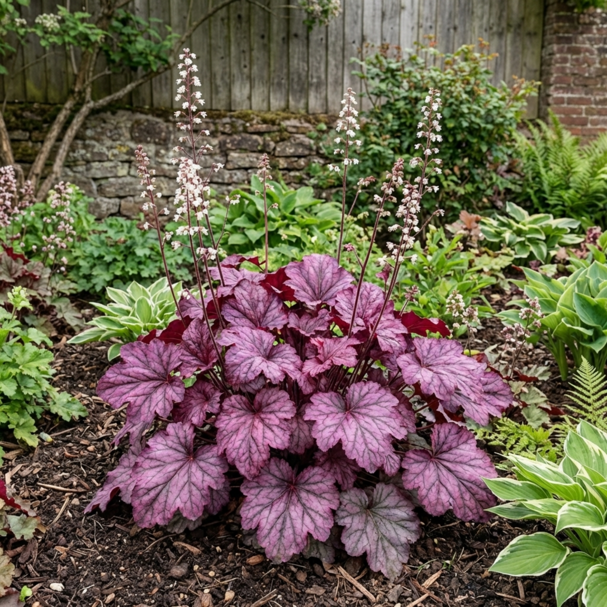1 Heuchera Wild Rose Coral Bells, Shade Loving Hardy Evergreen Perennial Plant, 2 Litre Root Ball - Frankton's