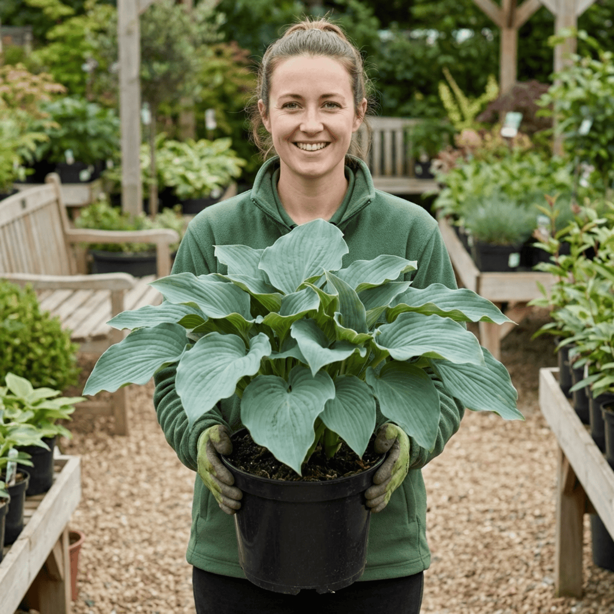 1 Hosta Blue Mammoth Plant, Large Outdoor Garden Ready Hardy Perennial for Shade, 17cm/2 Litre Root Ball - Frankton's