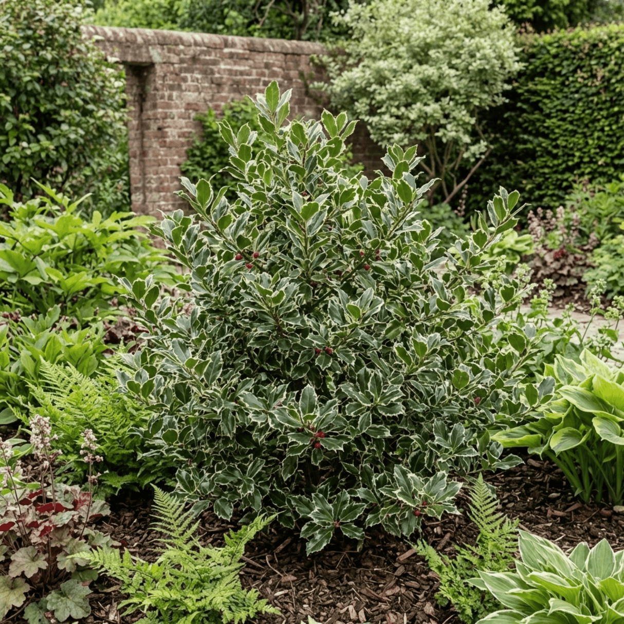 1 Ilex Argentea Marginata Silver Variegated Holly Plant, Hardy Evergreen Shrub, 3 Litre Root Ball - Frankton's
