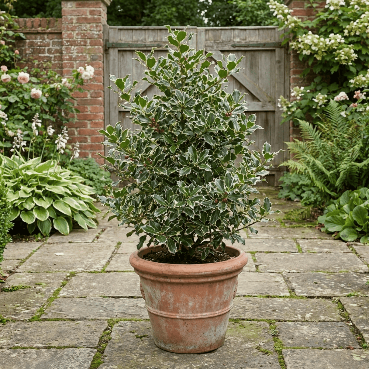 1 Ilex Argentea Marginata Silver Variegated Holly Plant, Hardy Evergreen Shrub, 3 Litre Root Ball - Frankton's