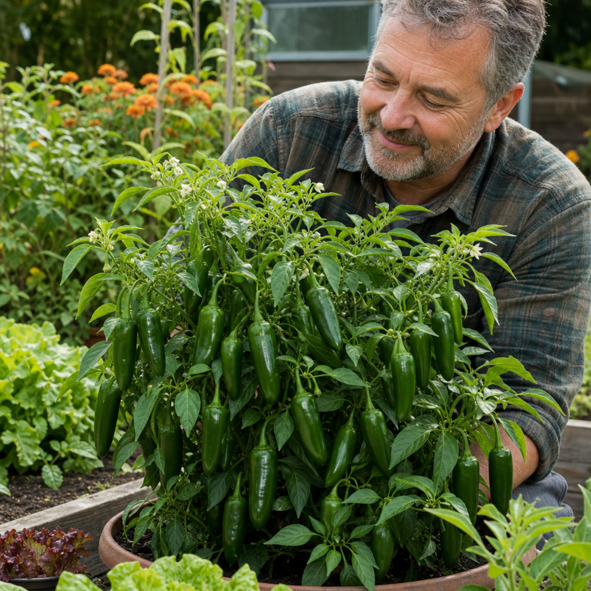 1 Jalapeno Chilli Pepper Plant, Garden Ready, Grow Your Own Hot Peppers, 2 Litre Root Ball - Frankton's