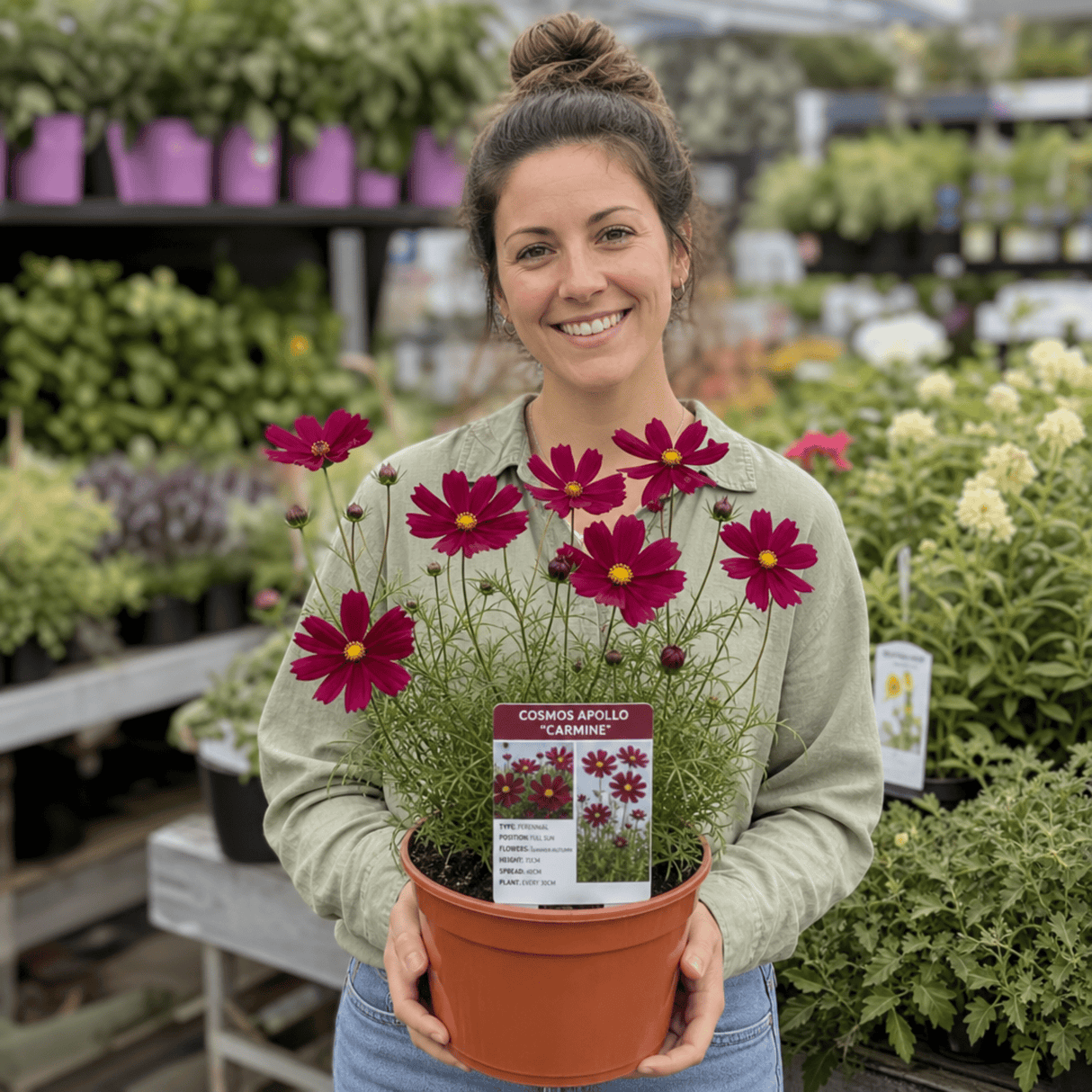 1 Large Plant - Cosmos Apollo Carmine, Ready to Plant in Your Garden, 2L Pot - Frankton's