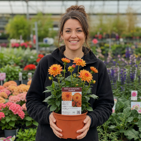 1 Large Plant - Dahlia Dahlegria Sunrise, Ready to Plant in Your Garden, 3L Pot - Frankton's