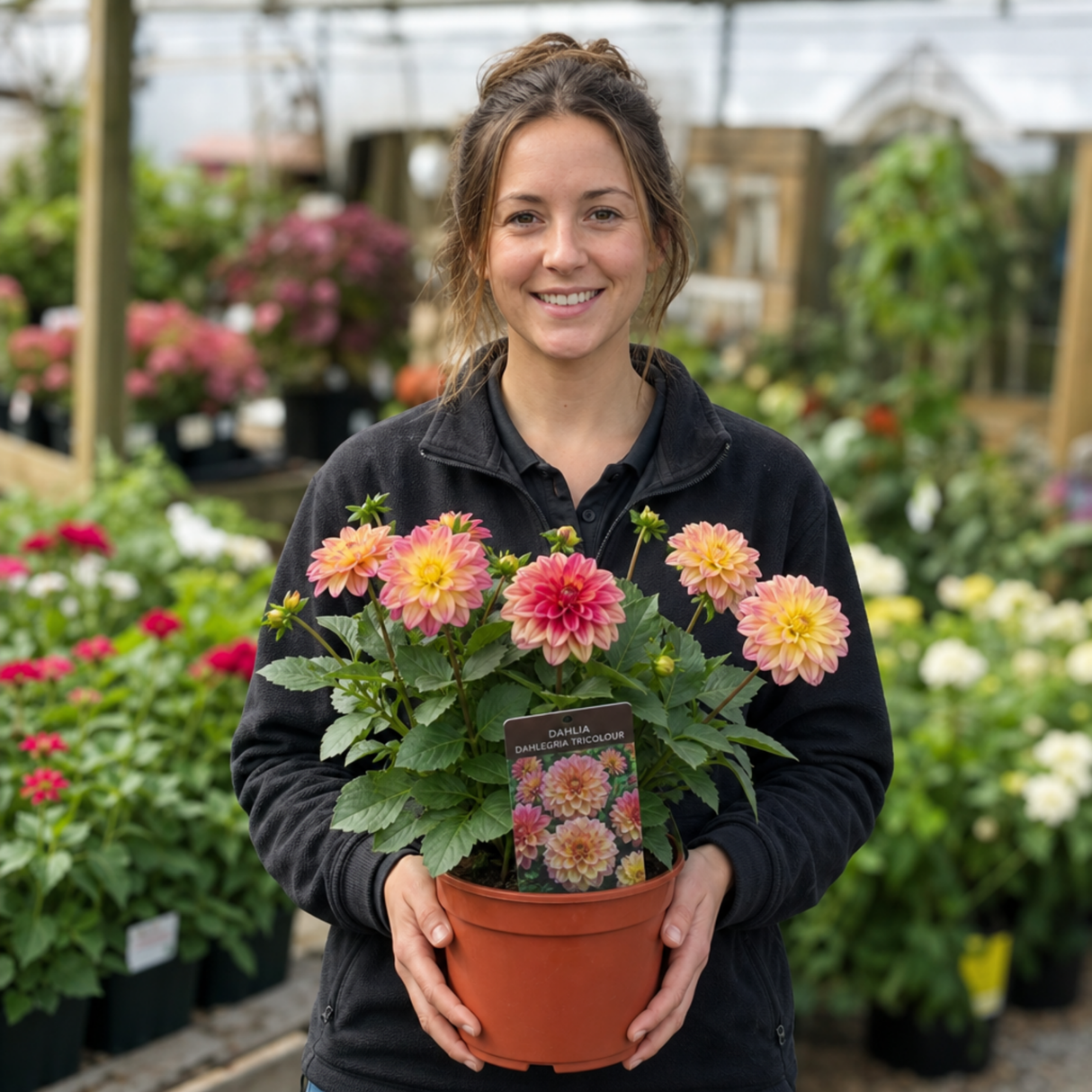 1 Large Plant - Dahlia Dahlegria Tricolour, Ready to Plant in Your Garden, 3L - Frankton's