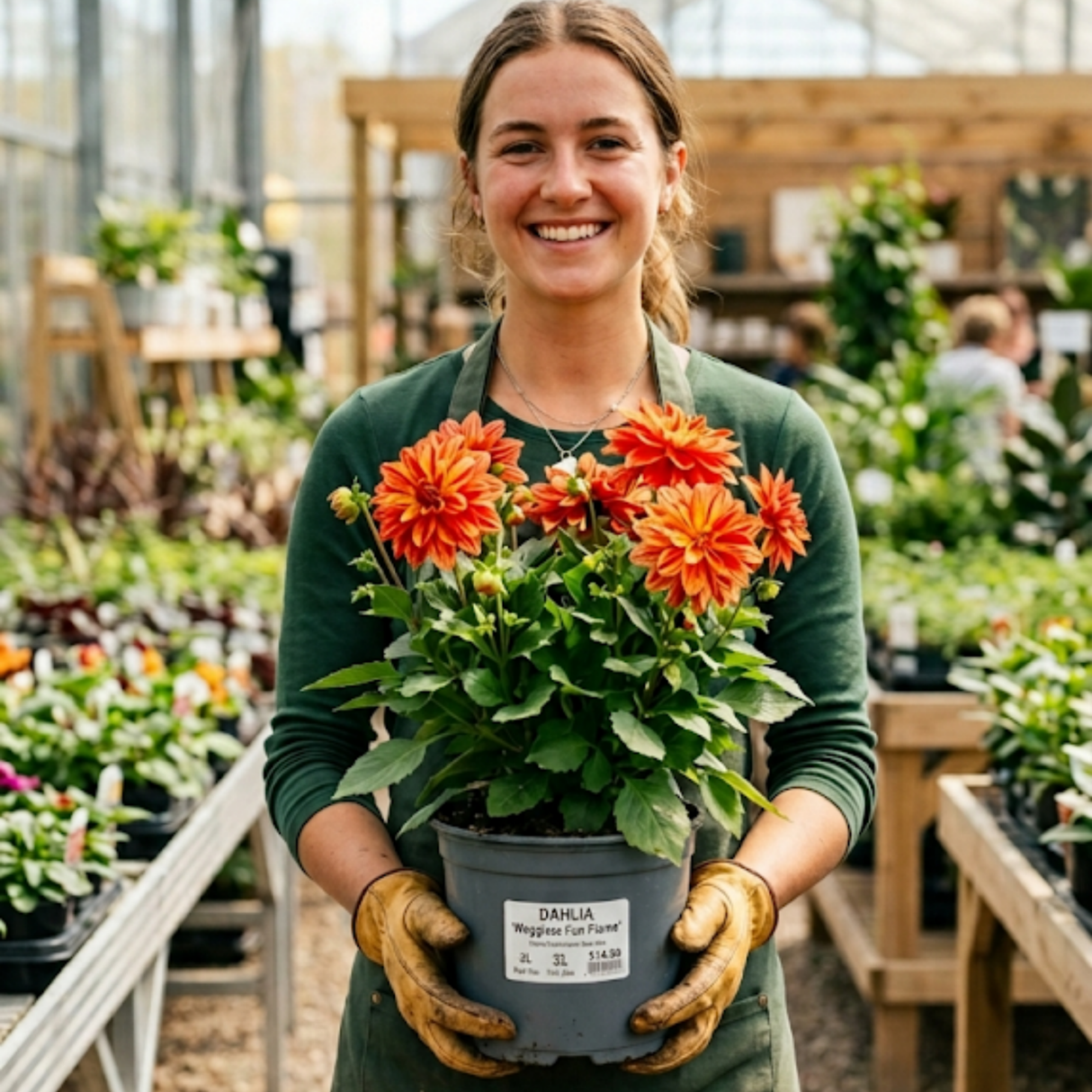 1 Large Plant - Dahlia Maggiore Fun Flame, Ready to Plant in Your Garden, 3L Pot - Frankton's
