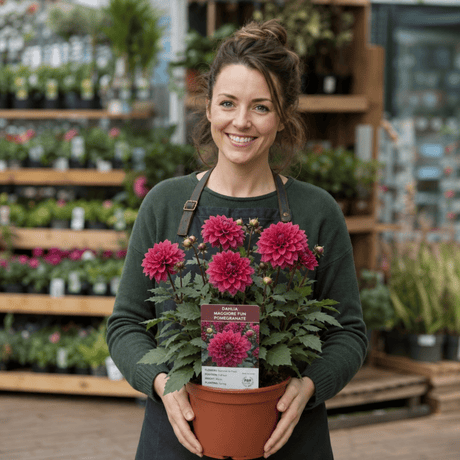 1 Large Plant - Dahlia Maggiore Fun Pomegranate, Ready to Plant in Your Garden - Frankton's