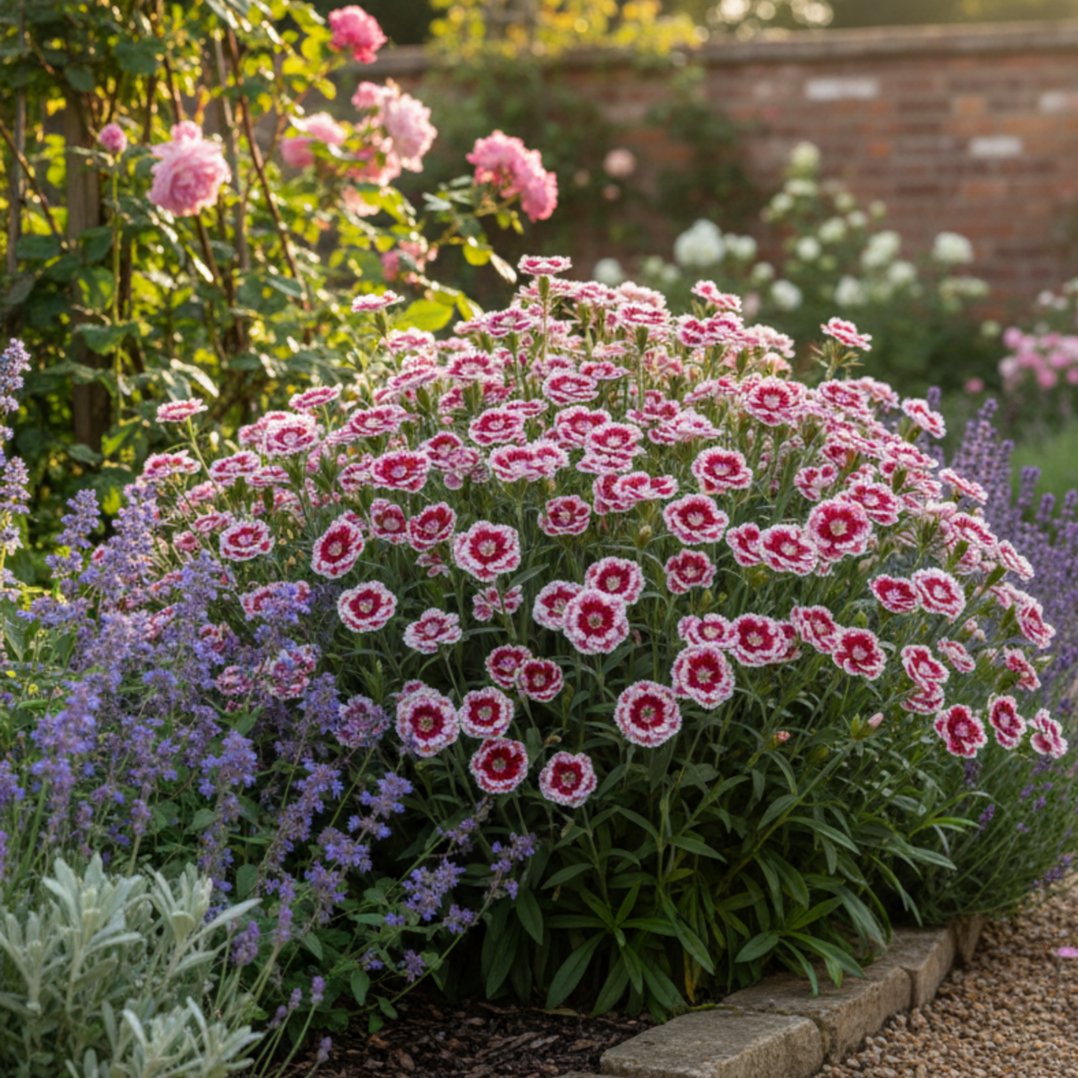 1 Large Plant - Dianthus Dart Red White Picotee, Ready to Plant in Your Garden - Frankton's