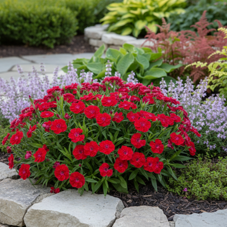 1 Large Plant - Dianthus Dart Scarlet, Ready to Plant in Your Garden, 2L Pot - Frankton's