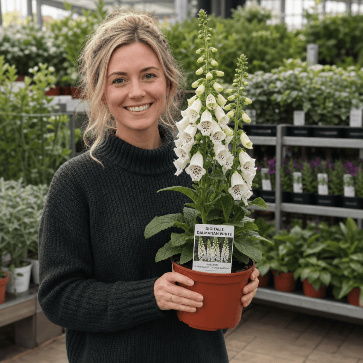 1 Large Plant - Digitalis Dalmatian White, Ready to Plant in Your Garden, 2L Pot - Frankton's