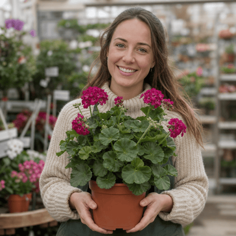1 Large Plant - Geranium Calliope Deep Rose, Outdoor Garden Ready, 2L Pot - Frankton's
