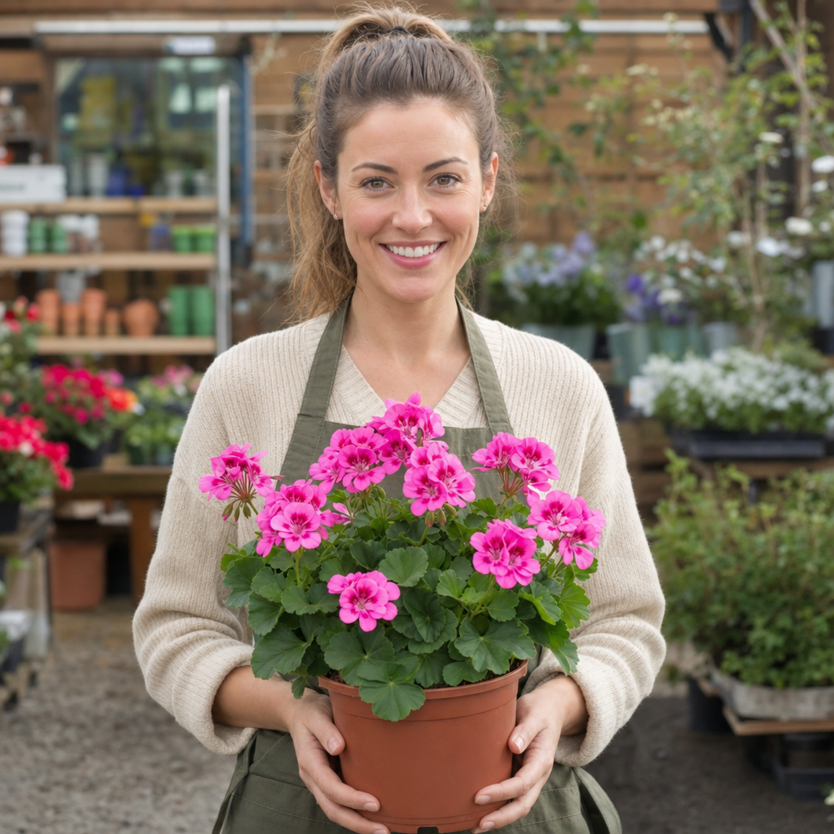 1 Large Plant - Geranium Calliope Hot Pink, Outdoor Garden Ready, 2L Pot - Frankton's