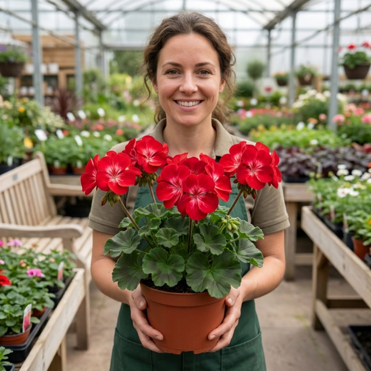 1 Large Plant - Geranium Calliope Red Splash, Outdoor Garden Ready, 2L Pot - Frankton's