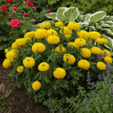 1 Large Plant - Marigold African Taishan Yellow, Outdoor Garden Ready, 2L Pot - Frankton's