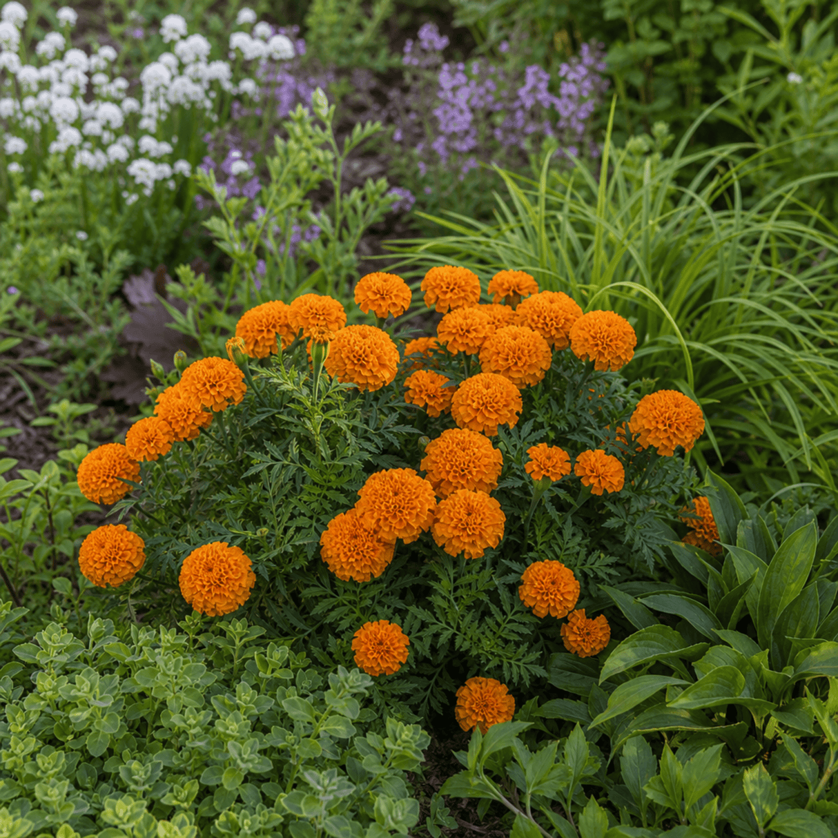 1 Large Plant - Marigold Durango Tangerine, Outdoor Garden Ready, 2L Pot - Frankton's