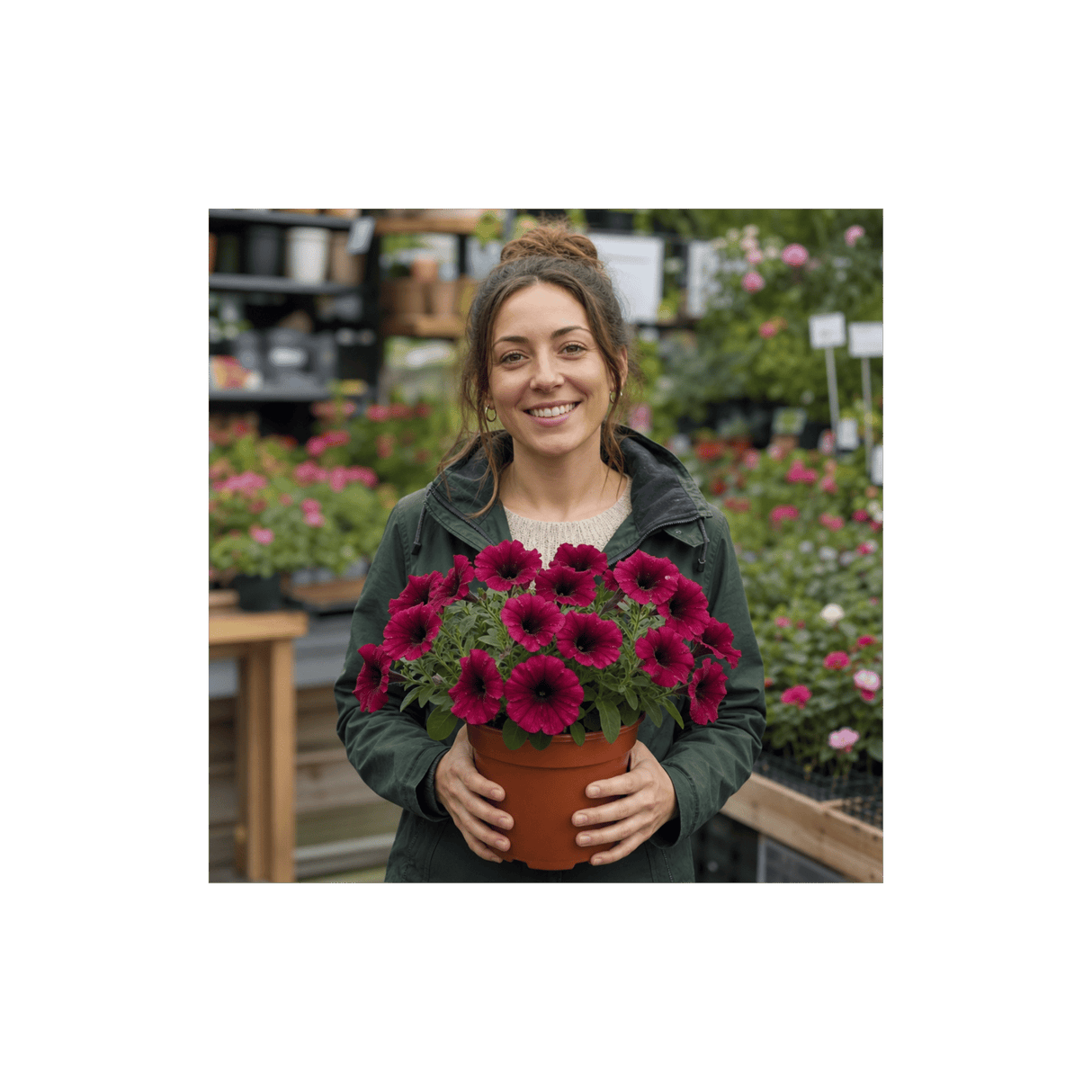 1 Large Plant - Petunia Rimarkable Cherry, Ready to Plant in Your Garden, 2L Pot - Frankton's