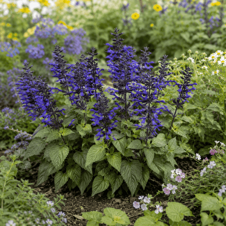 1 Large Plant - Salvia Sangoons Black & Bloom, Ready to Plant in Your Garden, 5L - Frankton's