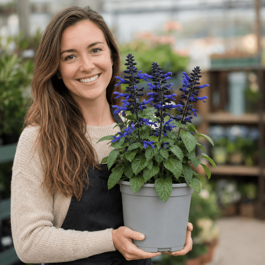 1 Large Plant - Salvia Sangoons Black & Bloom, Ready to Plant in Your Garden, 5L - Frankton's