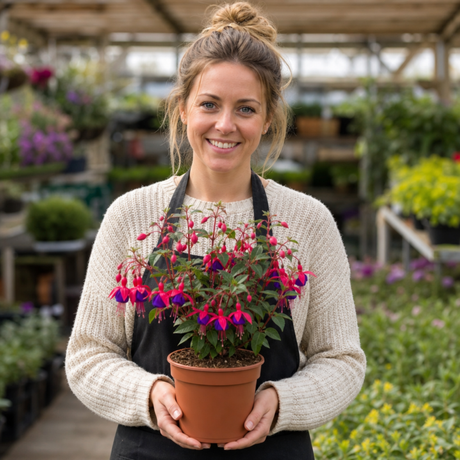 1 Large Plant - Upright Fuchsia Fuchsita Red & Blue, Outdoor Garden Ready, 2L - Frankton's