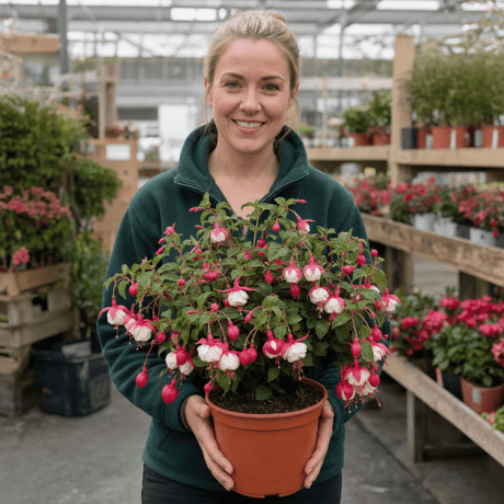 1 Large Plant - Upright Fuchsia Fuchsita Red & White, Outdoor Garden Ready, 2L - Frankton's