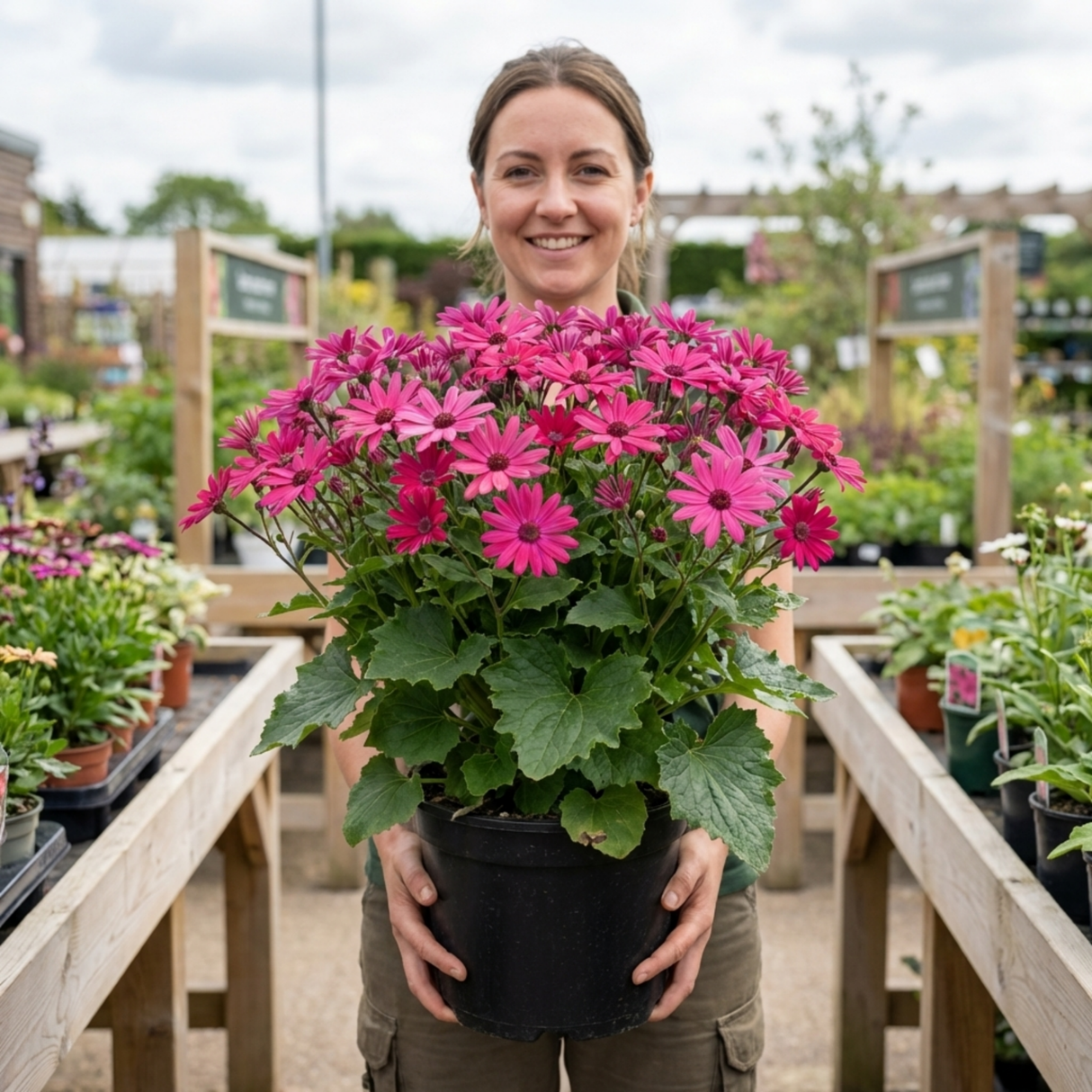 1 Large Senetti Plant - Pericallis Pop Epic Cerise, Bright Summer Flowering, 6.5 Litre Root-Ball - Frankton's