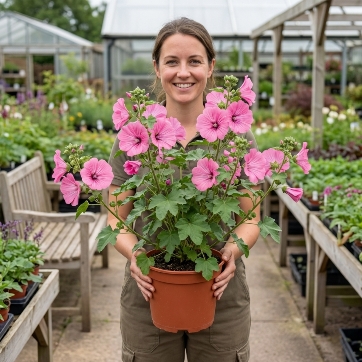 1 Lavatera Bredon Springs Tree Mallow, Hardy Pink Flowering Perennial Garden Shrub, 2L Root Ball - Frankton's