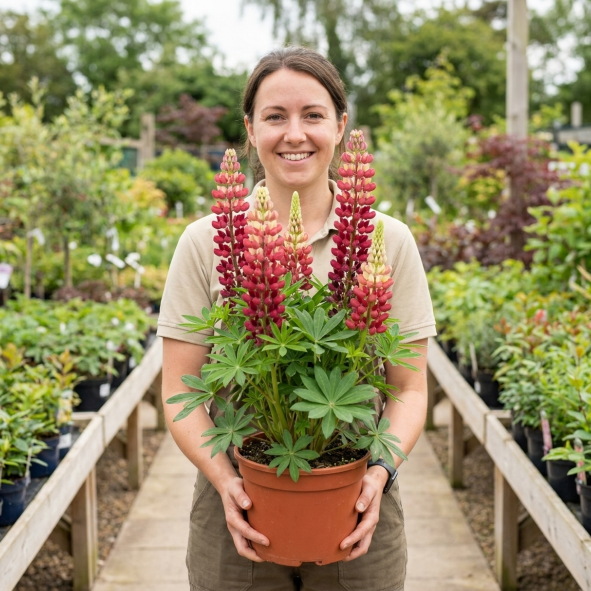 1 Lupin Legendary Red Shades Plant, Hardy Perennial, Garden Ready, 3 Litre Root-Ball - Frankton's