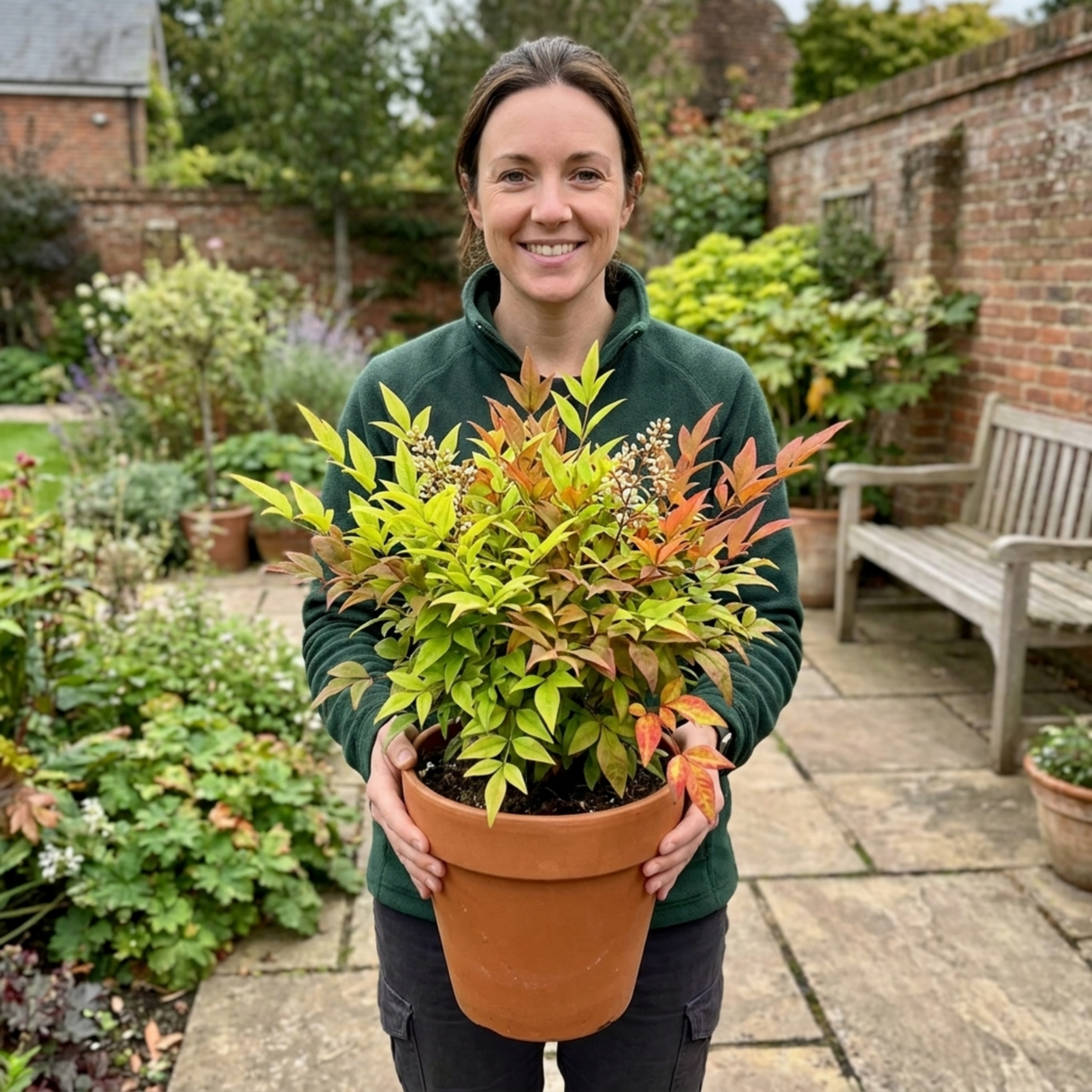 1 Nandina Gulf Stream Heavenly Bamboo, Compact Hardy Evergreen Garden Shrub, 3 Litre Root Ball - Frankton's