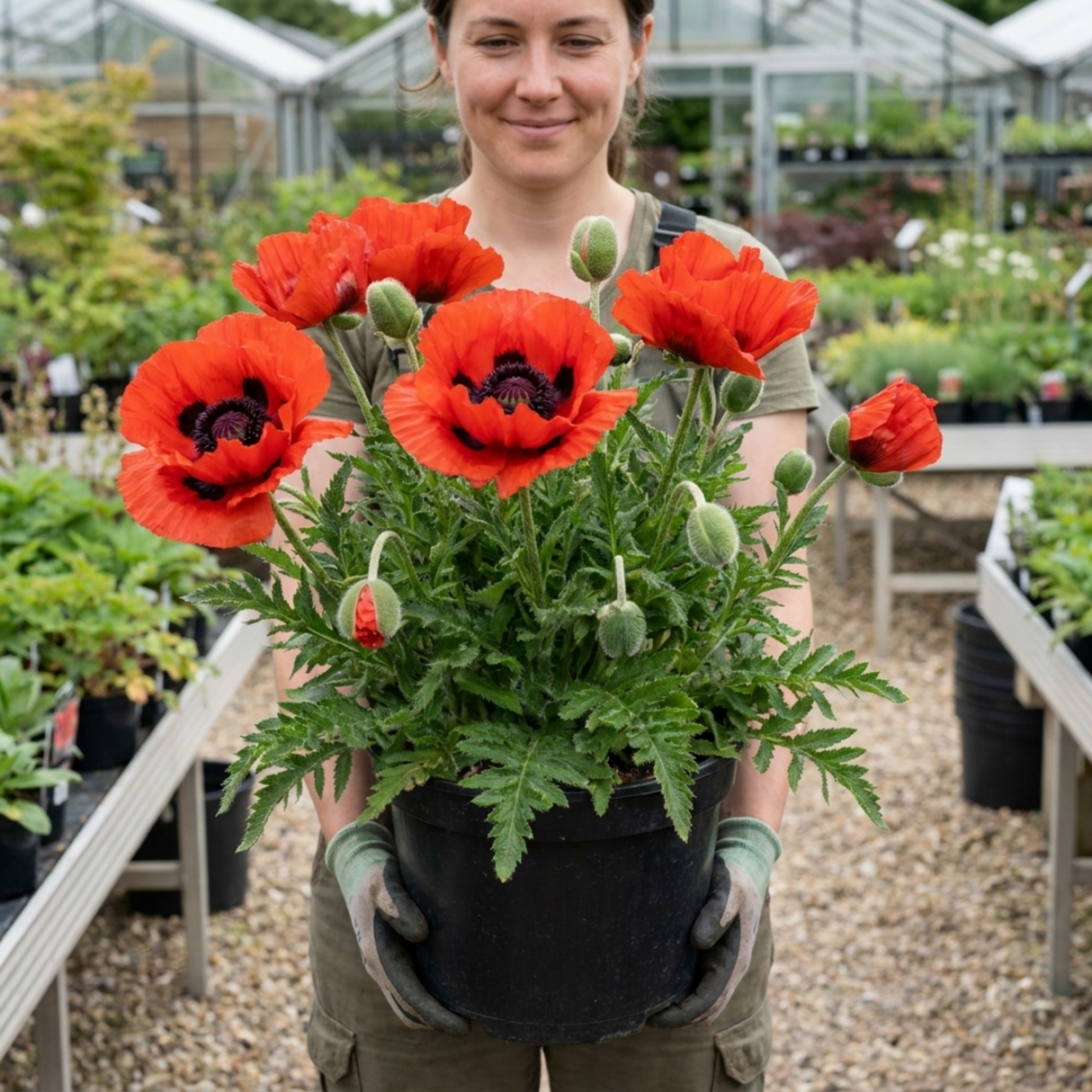 1 Oriental Papaver Red Rumble, Hardy Perennial Red Poppy Plant, Summer Flowering, 3L Root Ball - Frankton's