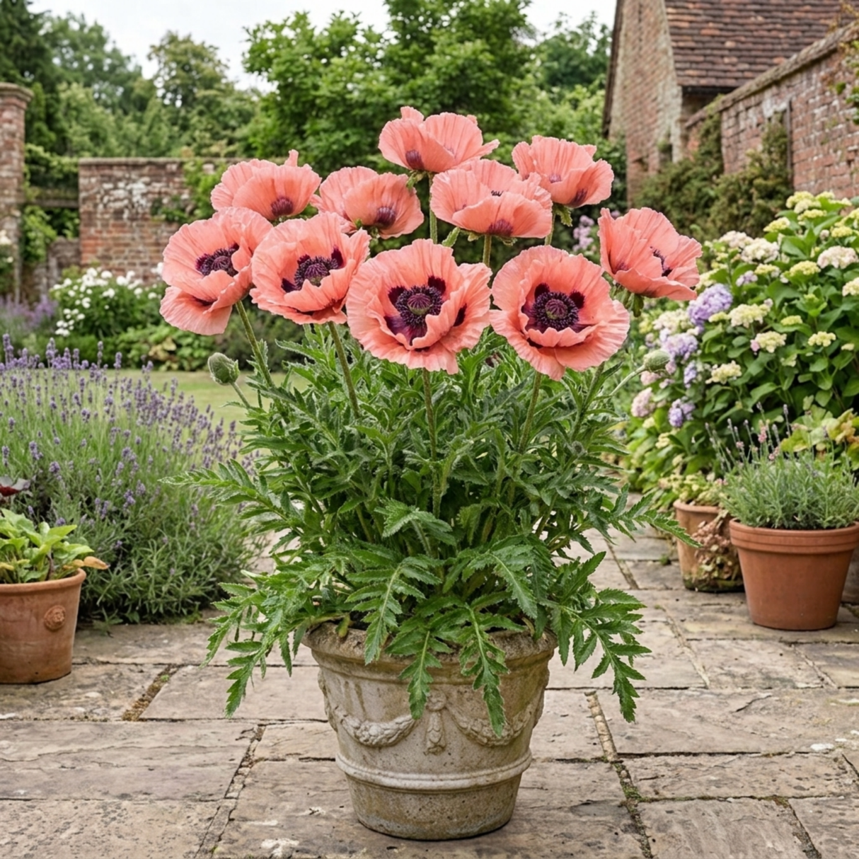 1 Oriental Papaver Waltzing Elisabeth, Hardy Perennial Poppy Plant, 19cm Root Ball - Frankton's