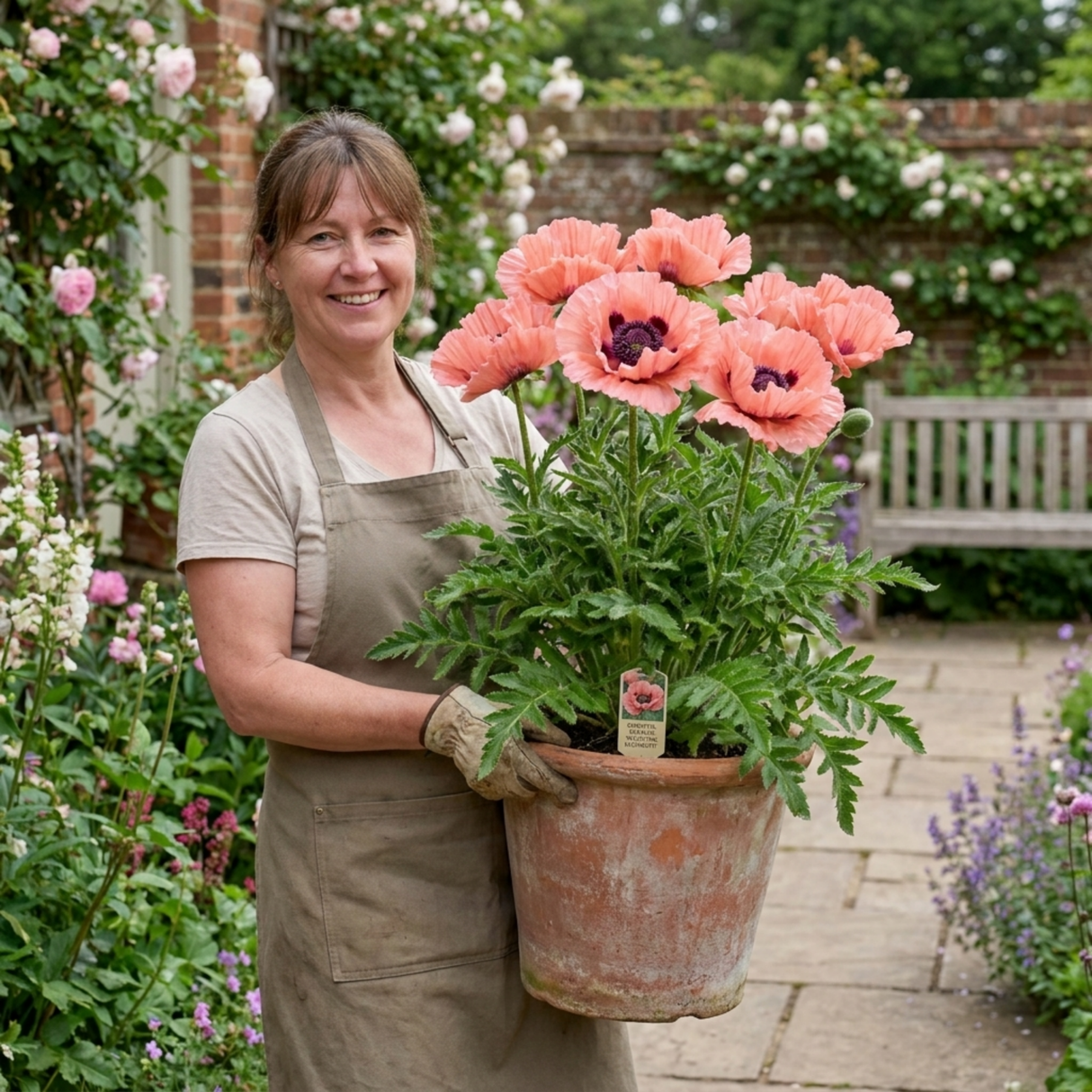 1 Oriental Papaver Waltzing Elisabeth, Hardy Perennial Poppy Plant, 19cm Root Ball - Frankton's