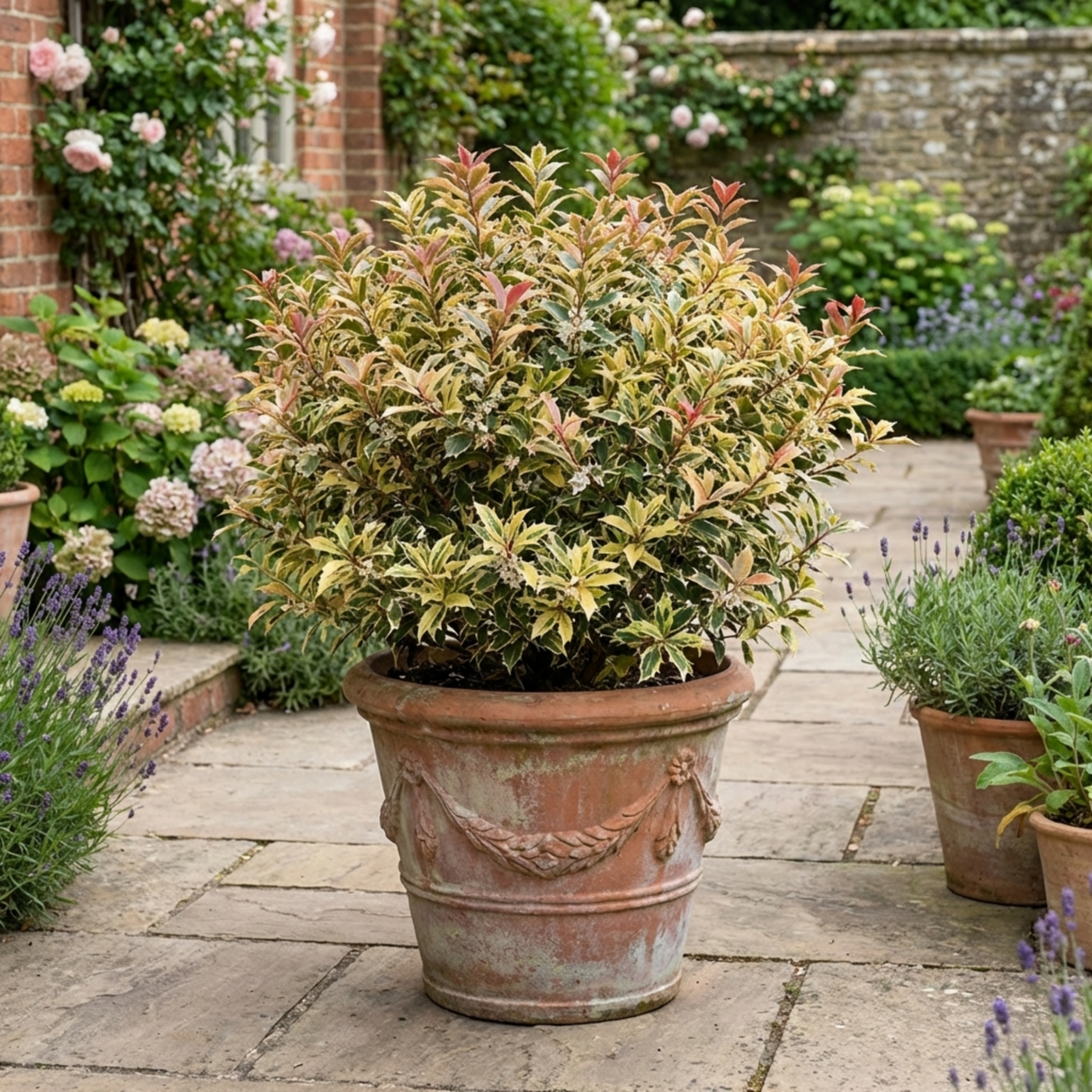 1 Osmanthus Goshiki Variegated Evergreen Shrub, Hardy Outdoor Garden Ready, 19cm Root-Ball - Frankton's