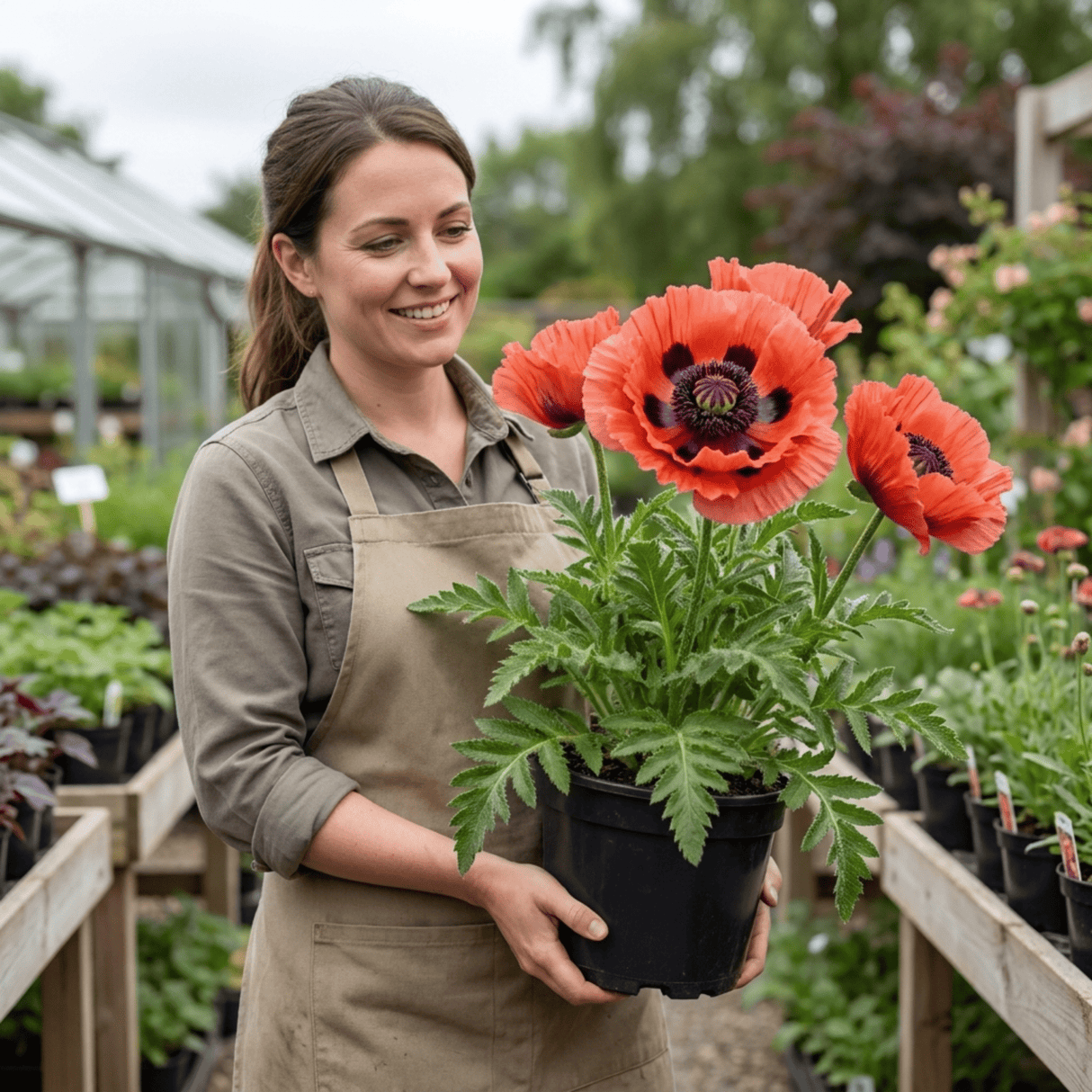 1 Papaver Orientale Turkenlouis Plant, Red Hardy Oriental Poppy Perennial, 3 Litre Root Ball - Frankton's