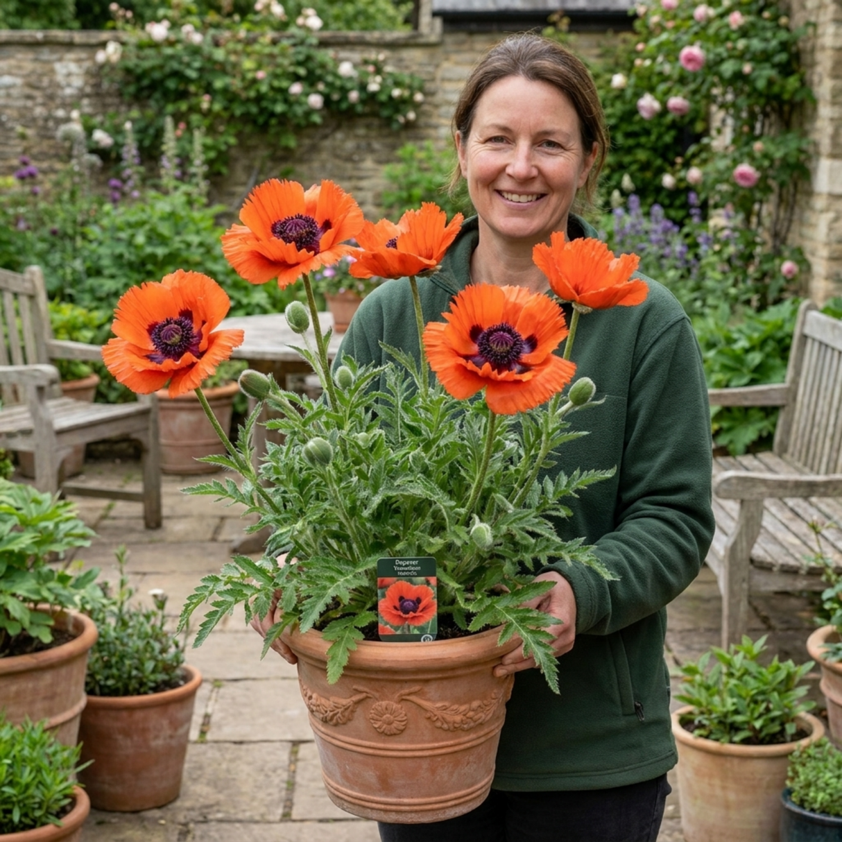 1 Papaver Orientale Turkenlouis Plant, Red Hardy Oriental Poppy Perennial, 3 Litre Root Ball - Frankton's