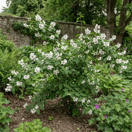1 Philadelphus Belle Etoile Mock Orange Plant, Fragrant White Flowering Shrub, 3 Litre Root Ball - Frankton's