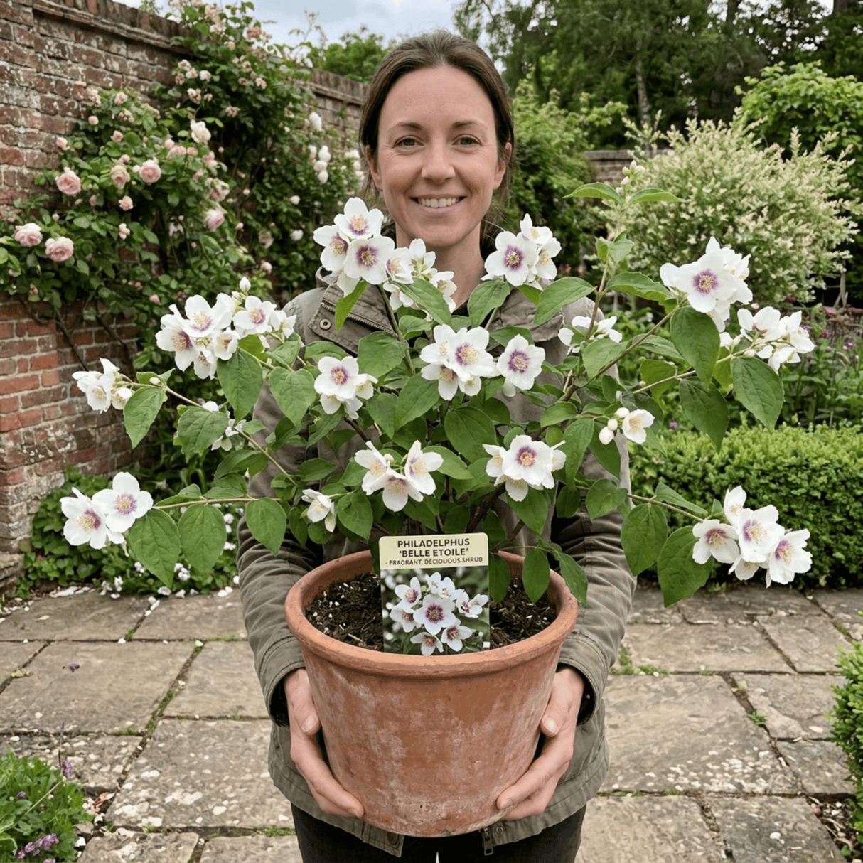 1 Philadelphus Belle Etoile Mock Orange Plant, Fragrant White Flowering Shrub, 3 Litre Root Ball - Frankton's