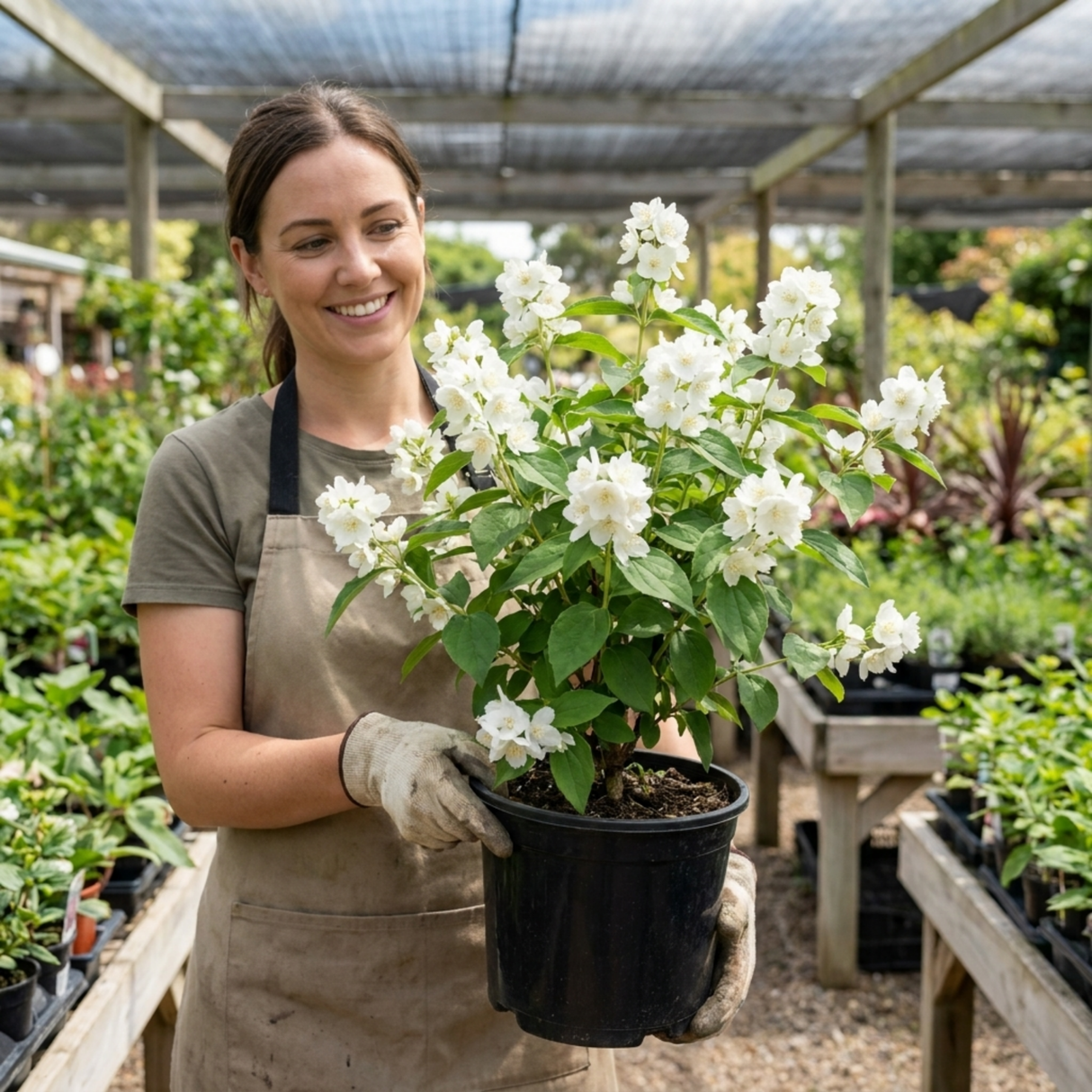 1 Philadelphus Snowbelle Mock Orange Plant, Fragrant Hardy White Flowering Garden Shrub, 3L Root-Ball - Frankton's