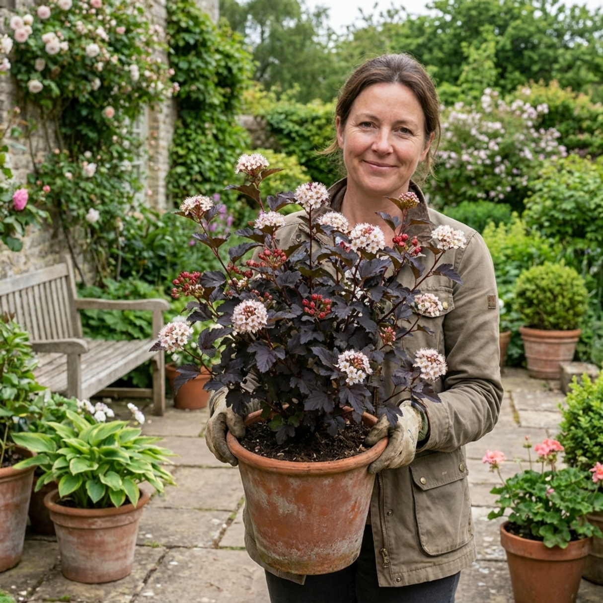 1 Physocarpus Diabolo Ninebark Plant, Dark Purple Foliage Hardy Perennial Shrub, 3 Litre Root Ball - Frankton's