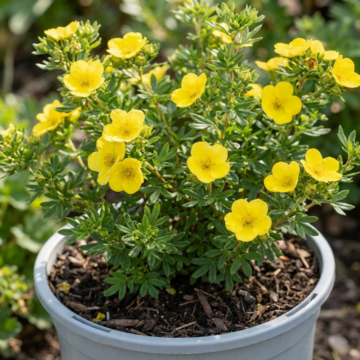1 Potentilla Goldfinger Hardy Yellow Flowering Shrub, Bee Friendly Garden Plant, 2 Litre Root Ball - Frankton's