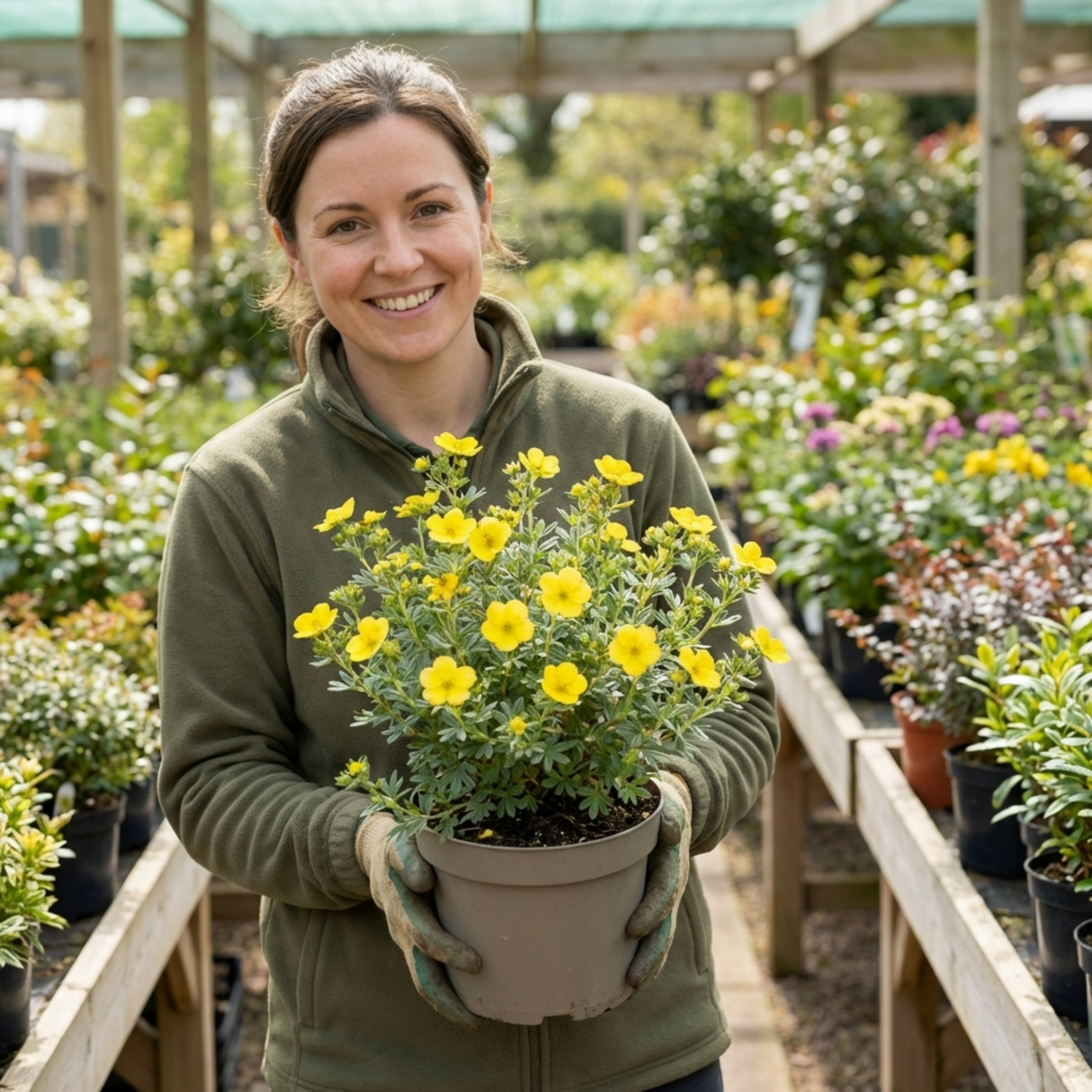 1 Potentilla Goldfinger Hardy Yellow Flowering Shrub, Bee Friendly Garden Plant, 2 Litre Root Ball - Frankton's